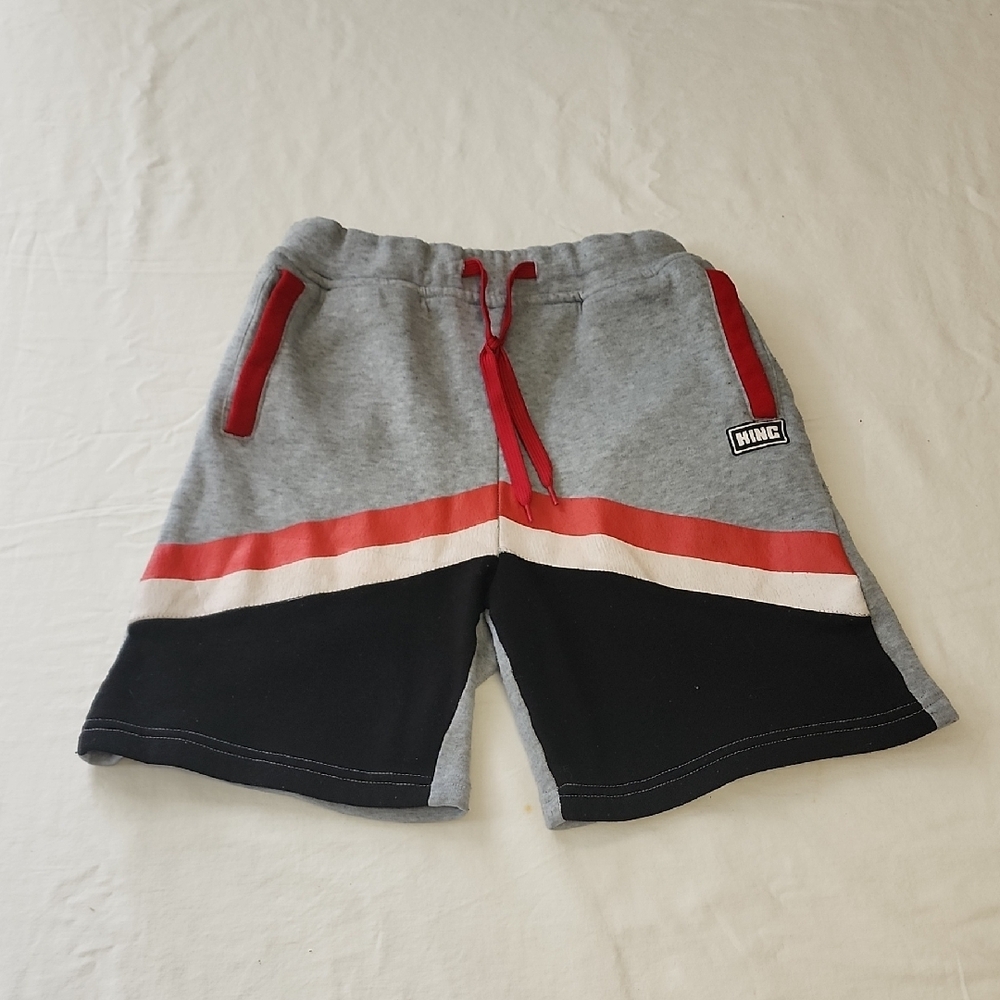 Boy's Sacred Crown Gray and Black Shorts with Red Accents